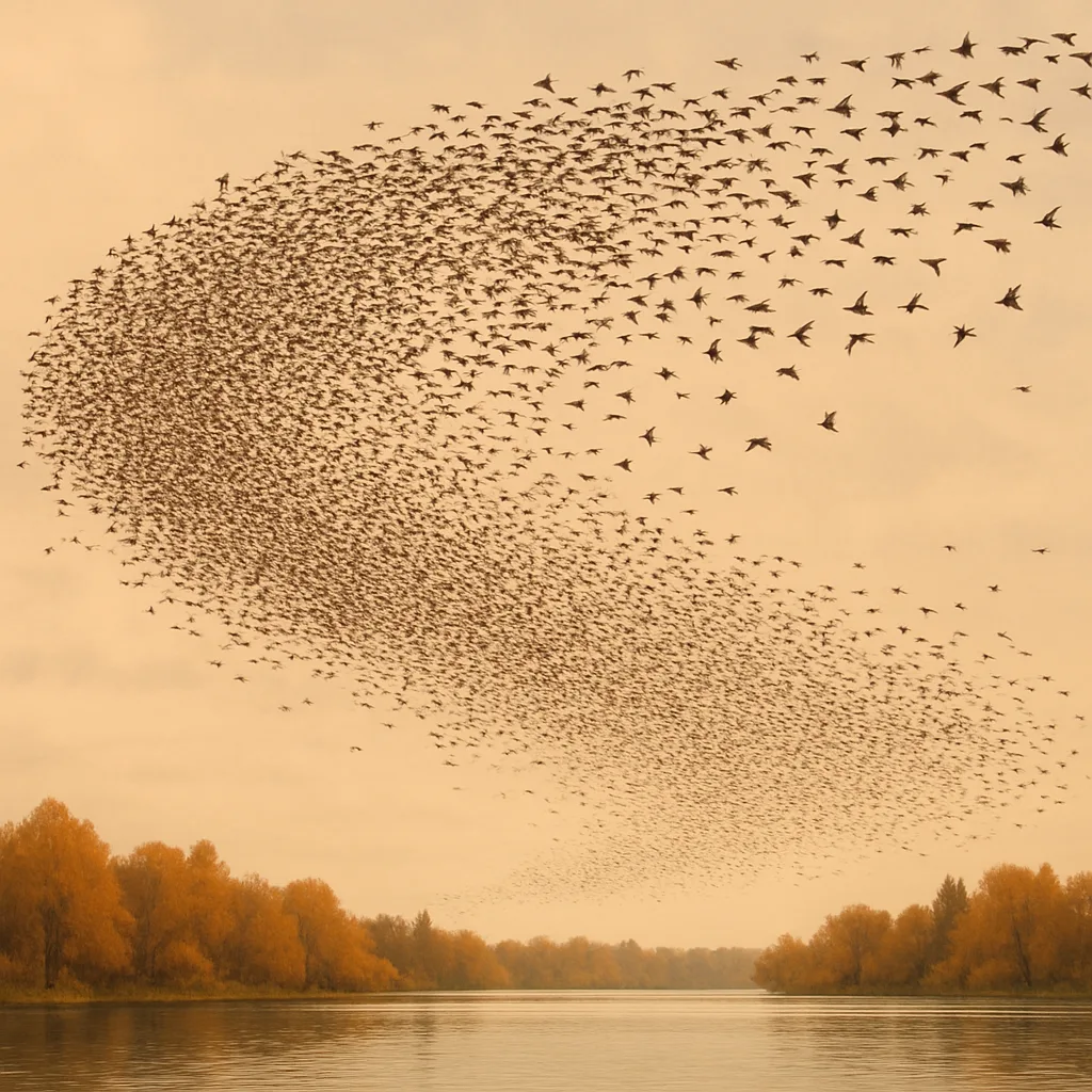 Vast Flock of Thousands of Migrating Geese Forms a Dynamic