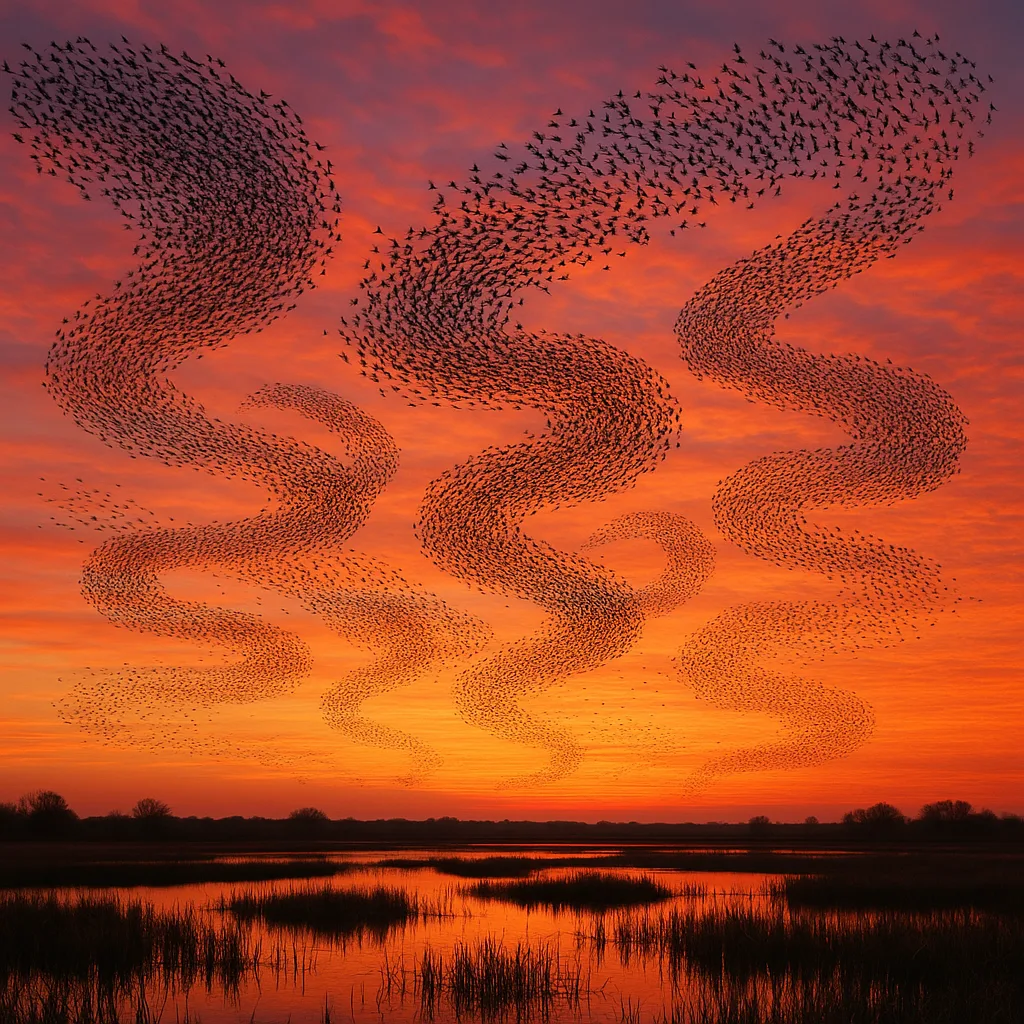 Vast Flock of Birds Creates Dynamic Patterns
