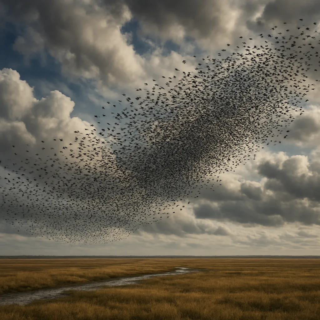 Vast Flock of Migrating Birds Forms a Dynamic