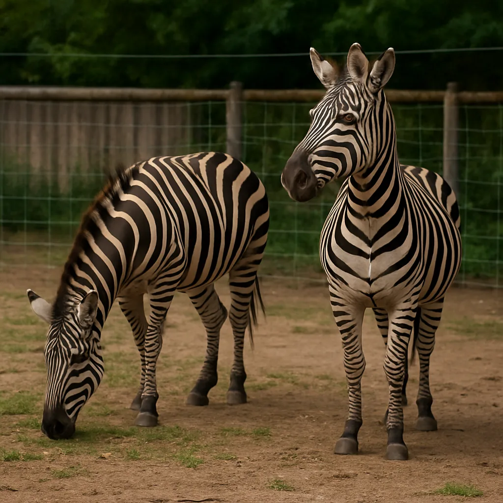 Two Zebras Stand Together—one