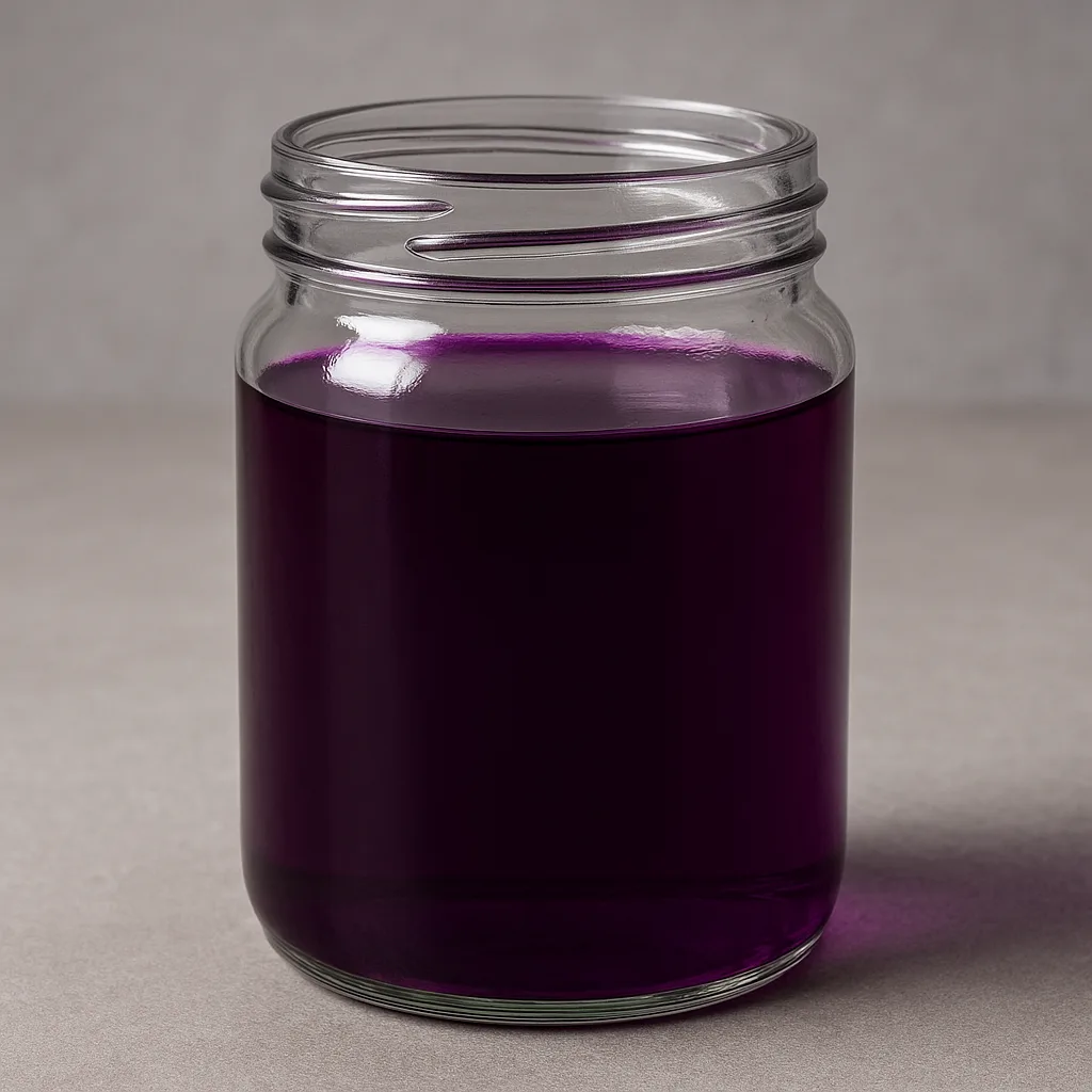 Transparent Glass Jar Filled with a Deep Violet