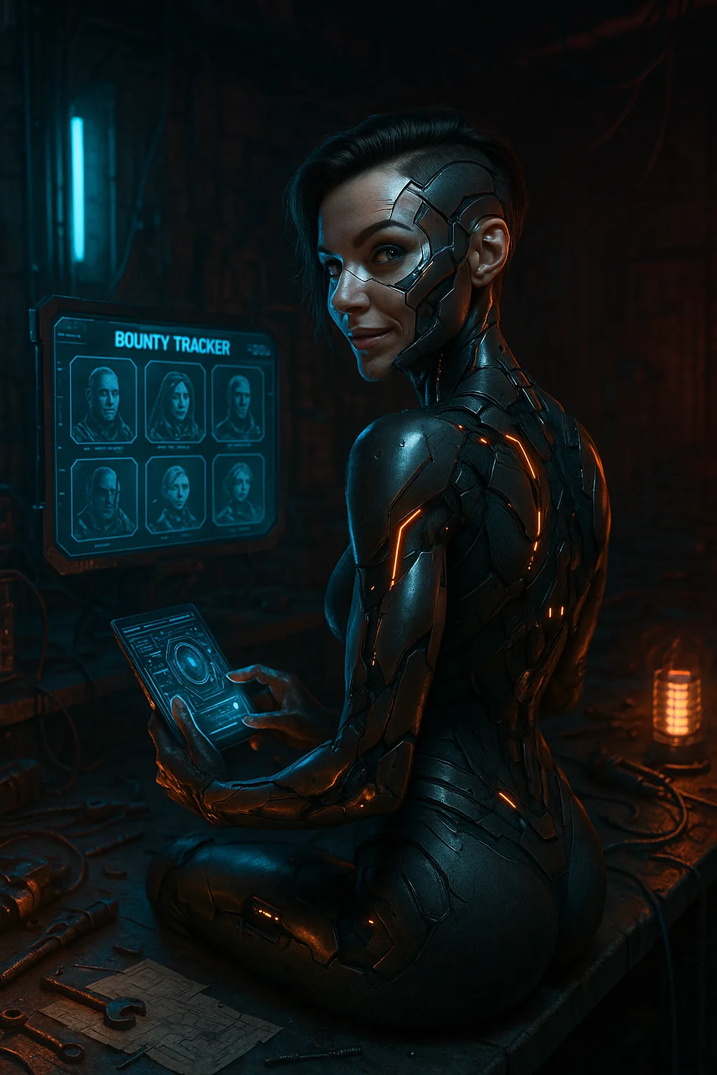 Ultra-realistic 3D Rendered Image Depicting a Sci-fi Bounty Hunter