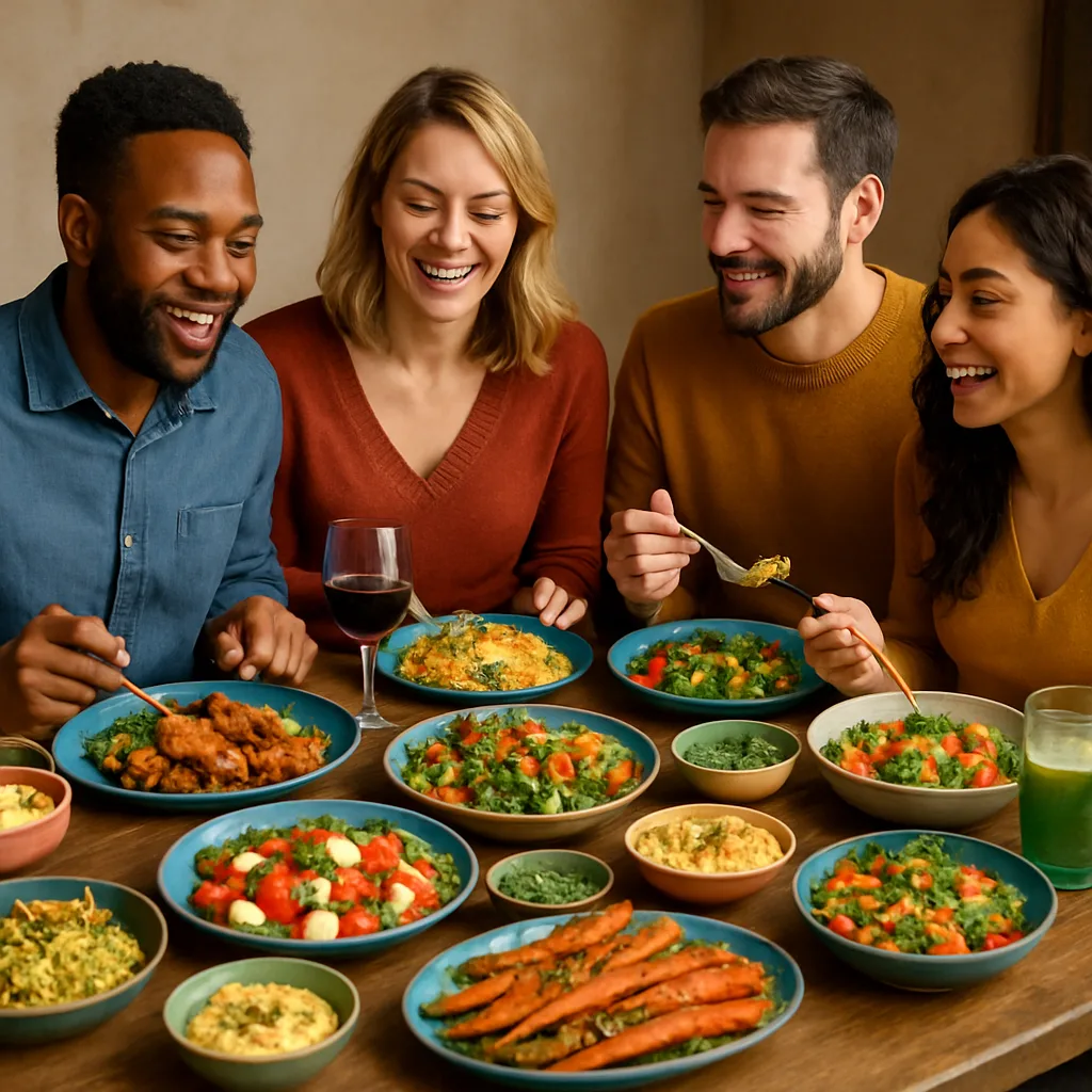 Joyful Gathering of Individuals Seated Around a Table