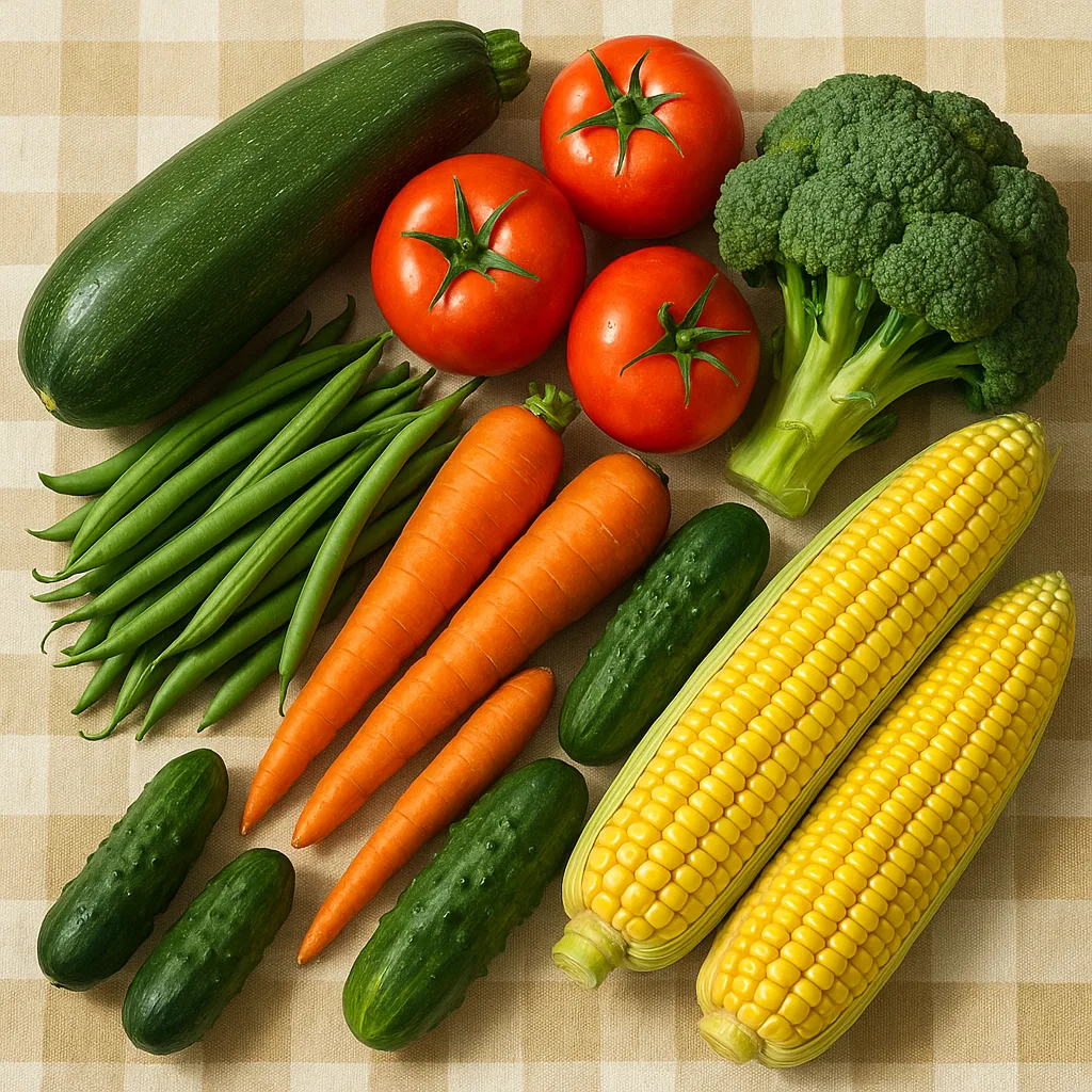 Collection of Fresh Vegetables Including Zucchini