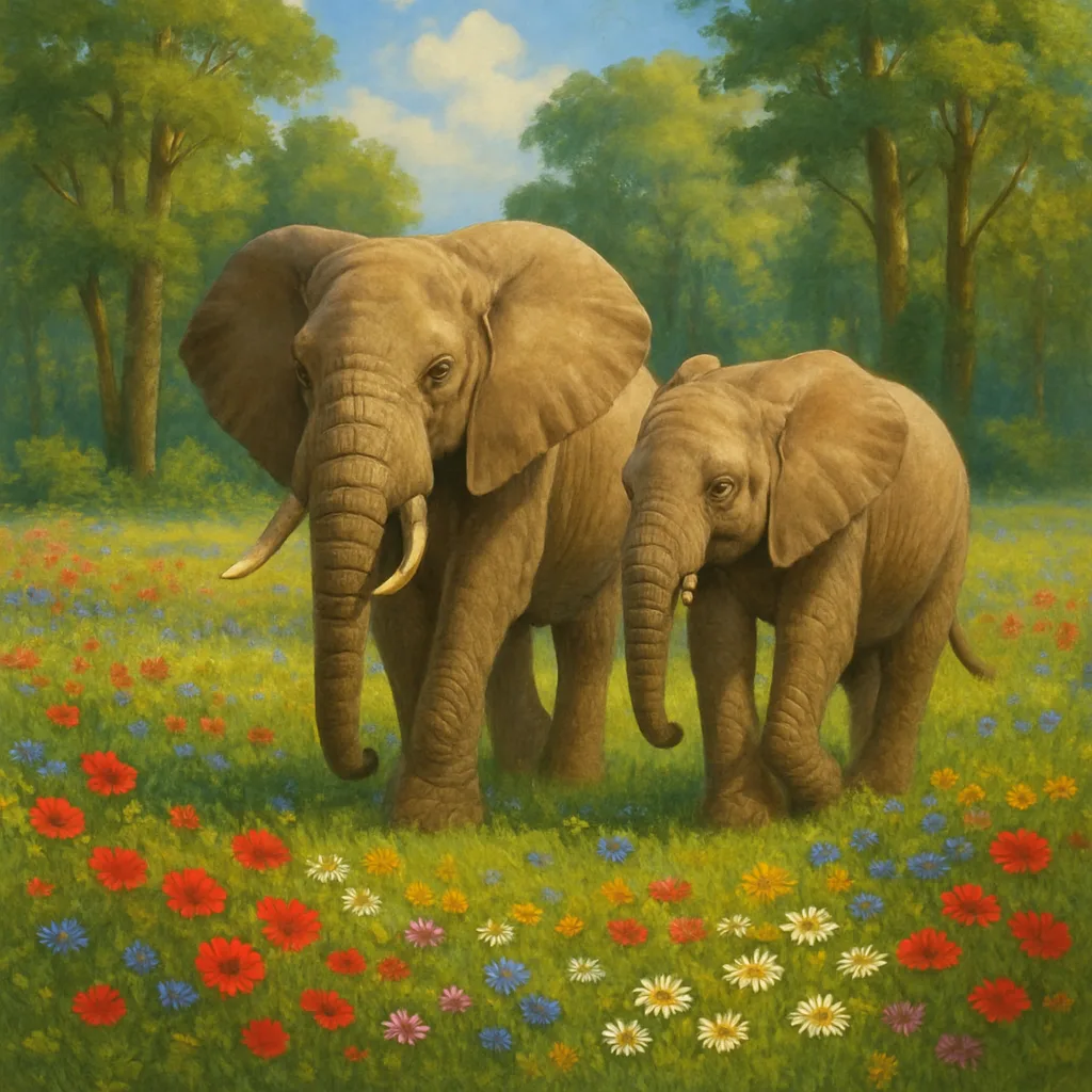 Amidst Vibrant Flowers and Towering Trees