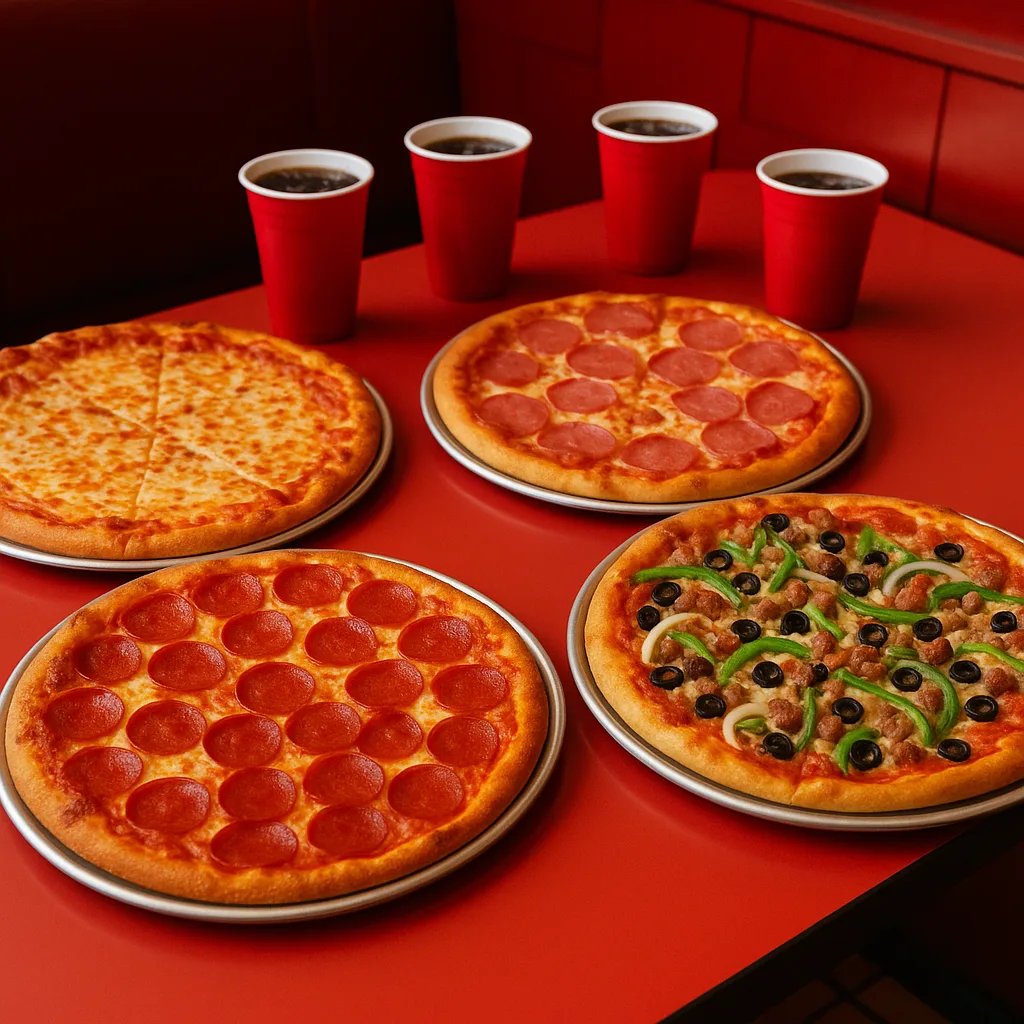 Large Pizzas Served on a Table at a Restaurant