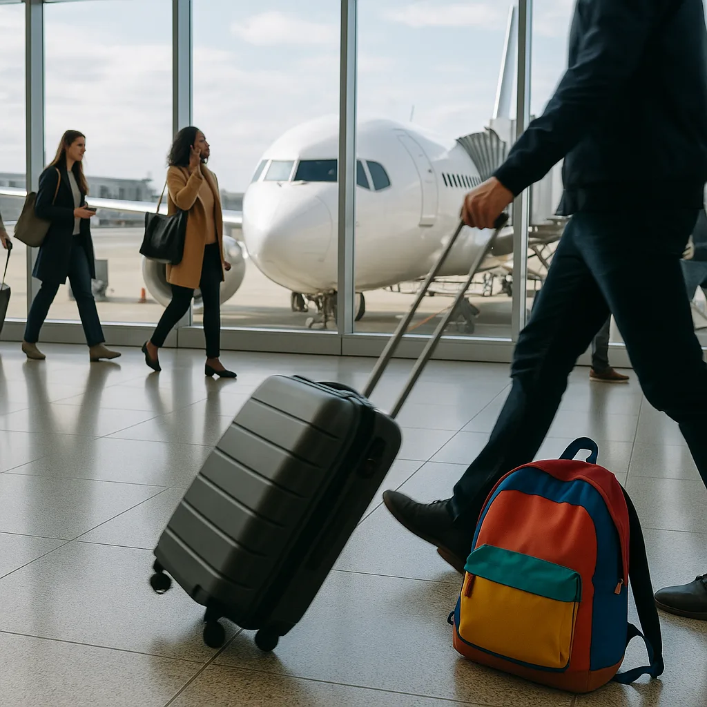 Lively Airport Terminal with Travelers