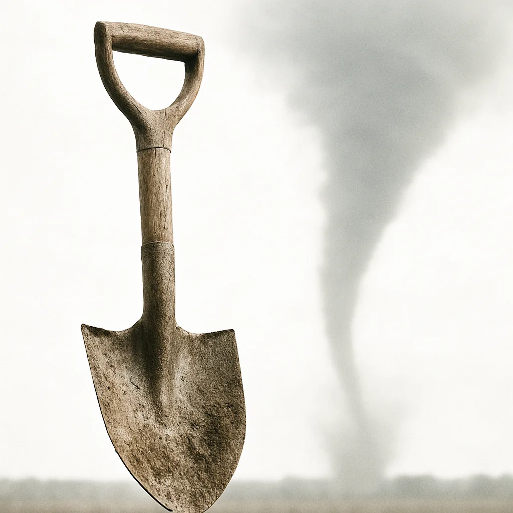 Single Shovel—characterized by its Moderately Worn Surface with Soil Residue