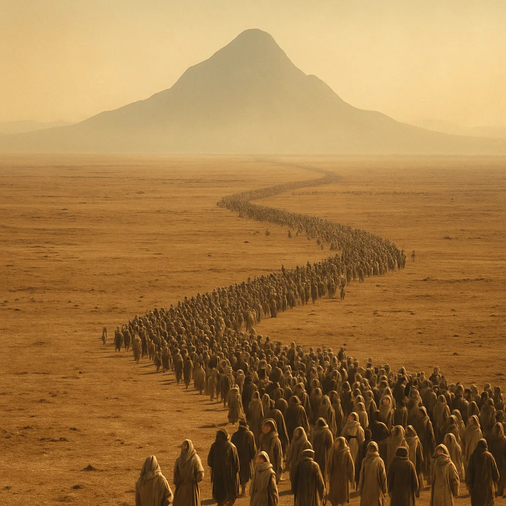 Thousands of Distant Pilgrims Form a Winding Procession