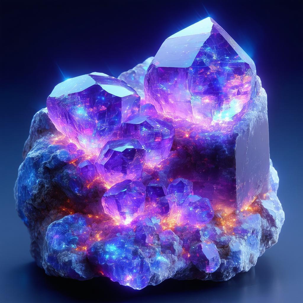Glowing Tanzanite and Opal in Vaporwave Studio