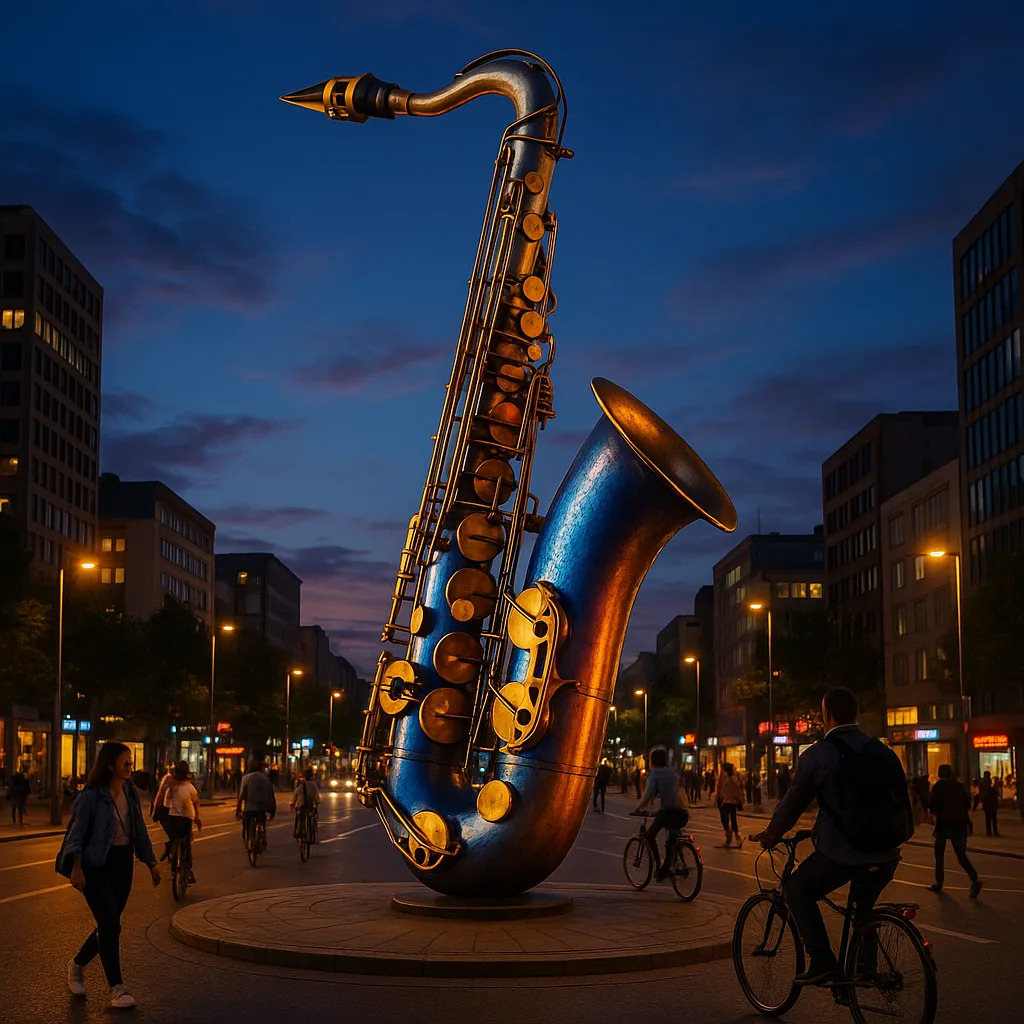 Colossal Saxophone Stands Tall as an Iconic Urban Landmark
