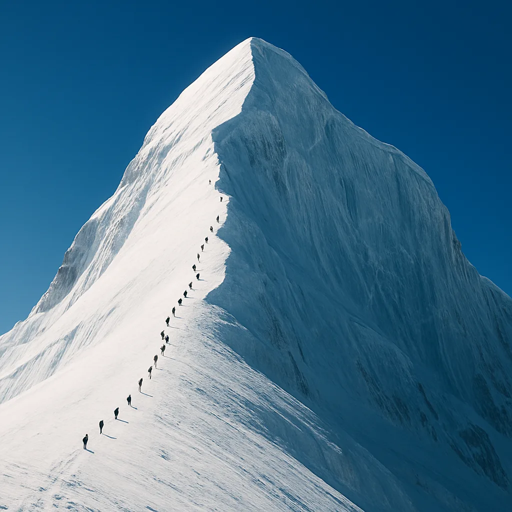 Several Distant Mountaineers