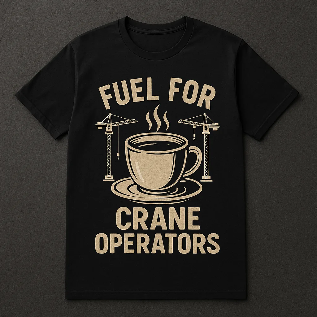 Black T-shirt Featuring a Coffee Cup Illustration