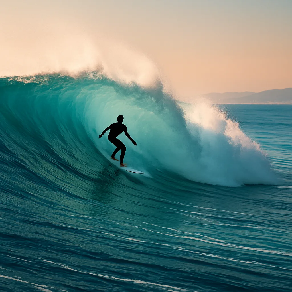Solitary Surfer Rides a Massive Wave