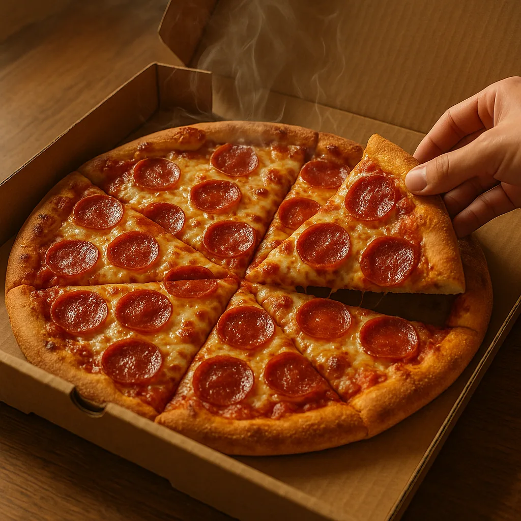 Inside the Open Box Lies the Steaming Pizza
