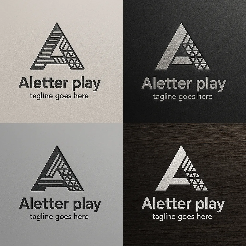 Series of Modern Logo Mockups Featuring a Triangular "A" Design