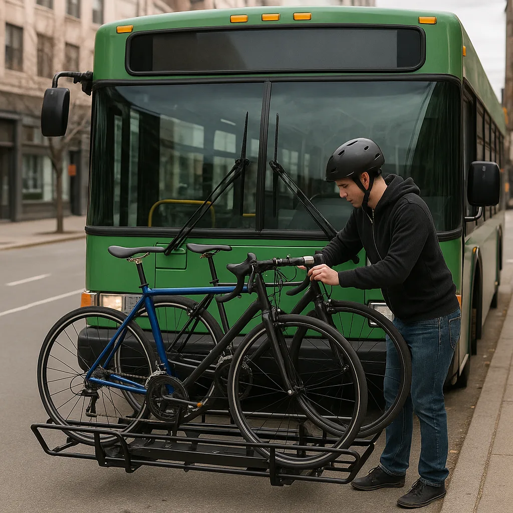 Person Secures Two Bicycles