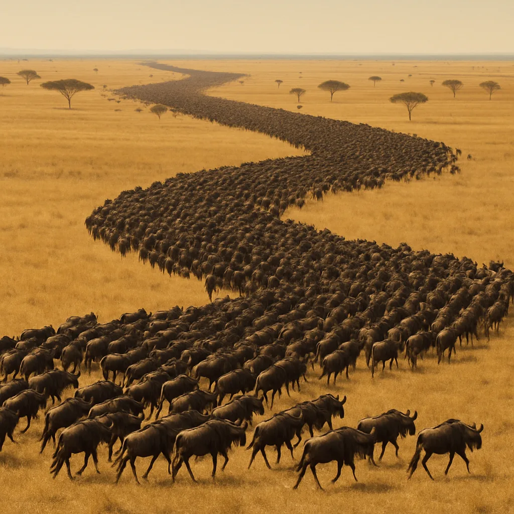 Vast Migration of Countless Wildebeest