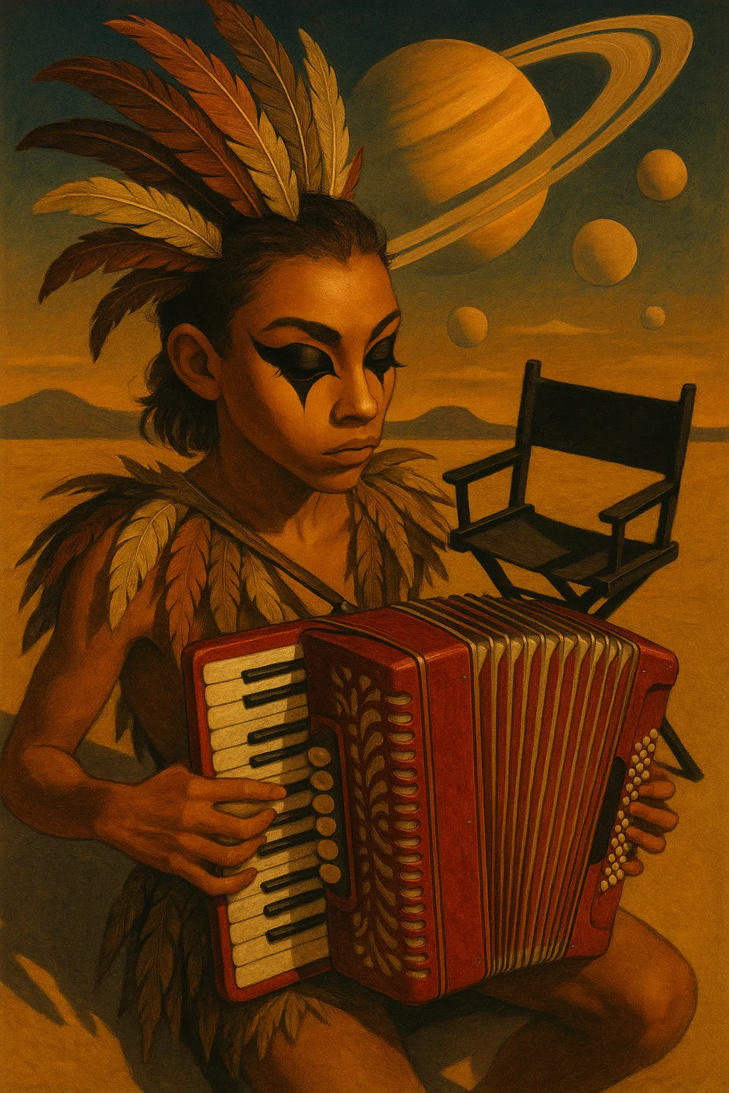 Tan Light Brown Teenager Exuding Surrealist Dali-esque Dreamlike Bizarre Imagery