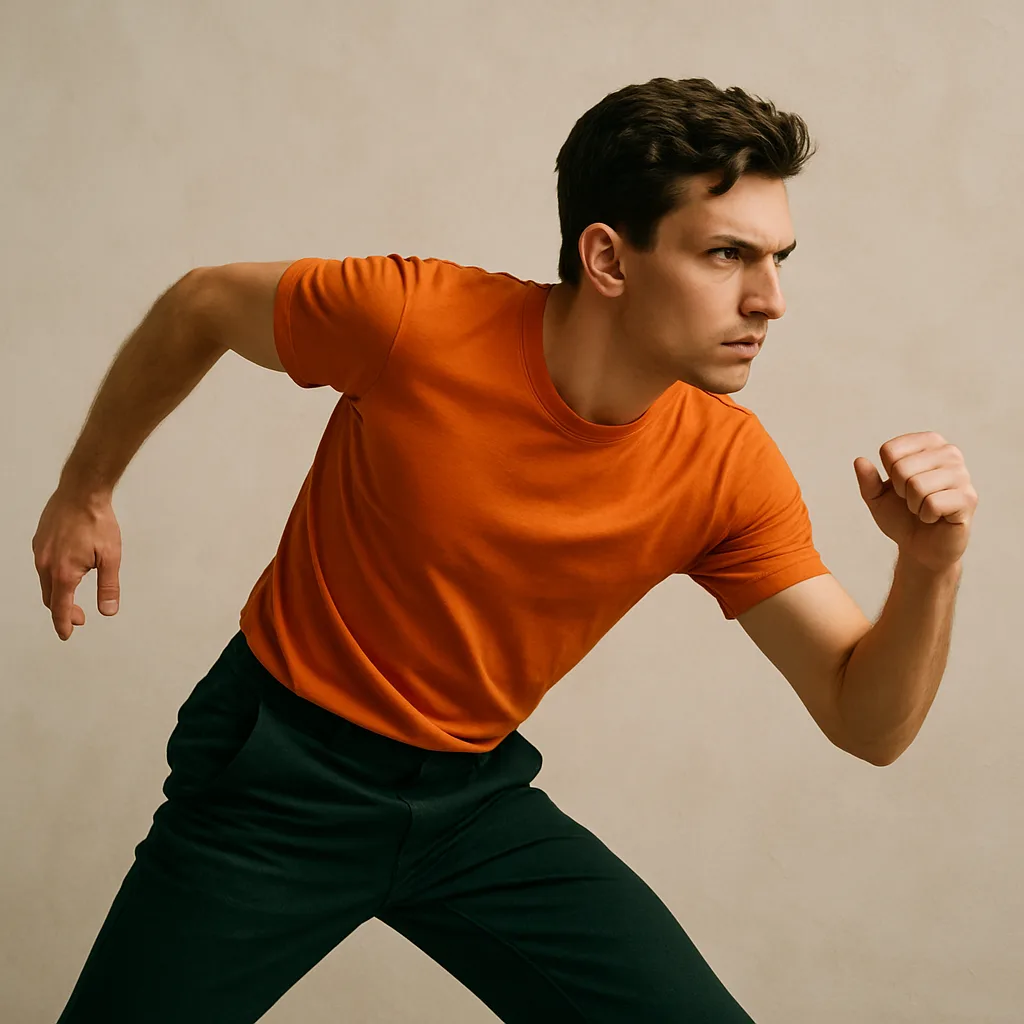 Individual Is Captured in a Dynamic Stance