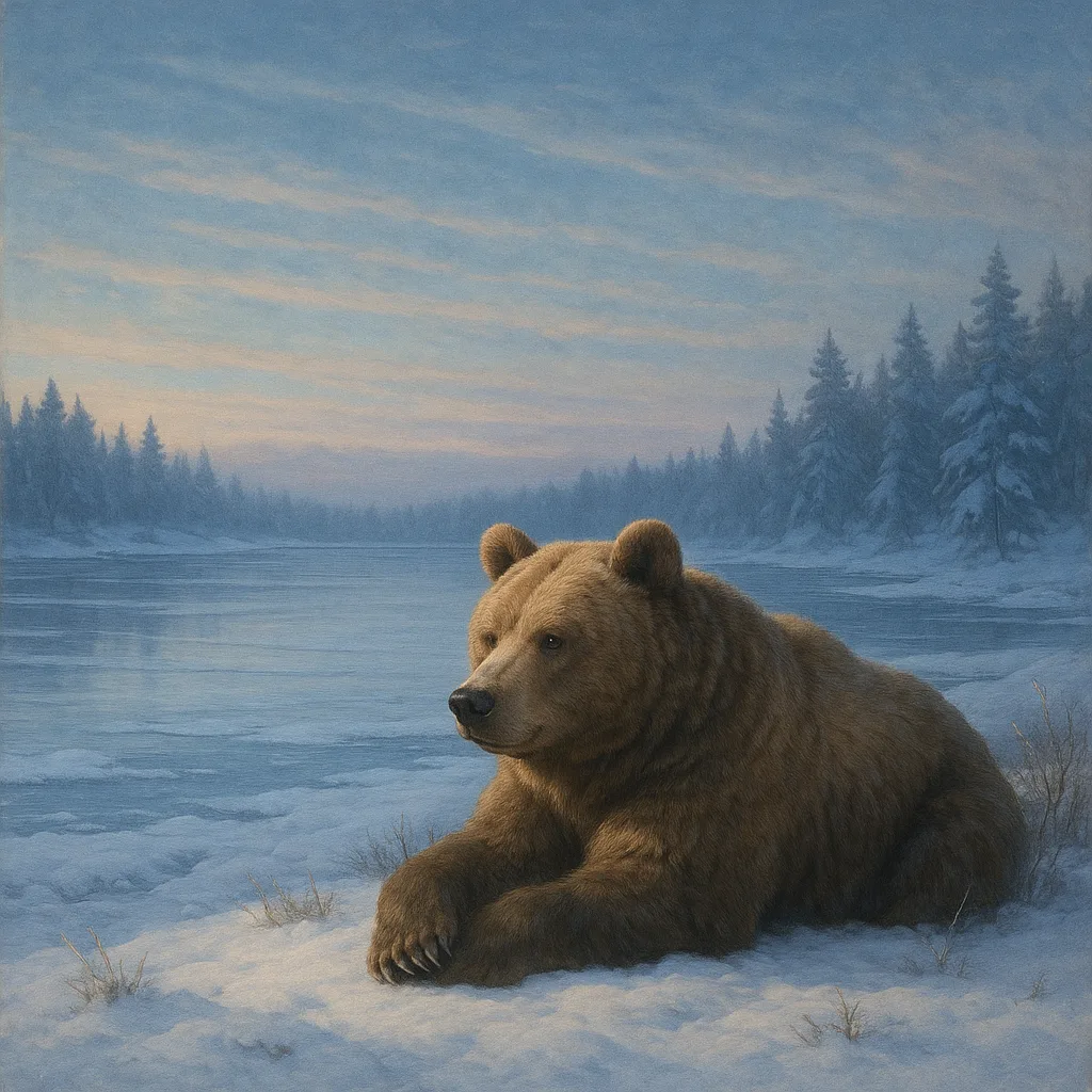 Tranquil Winter Scene with a Bear
