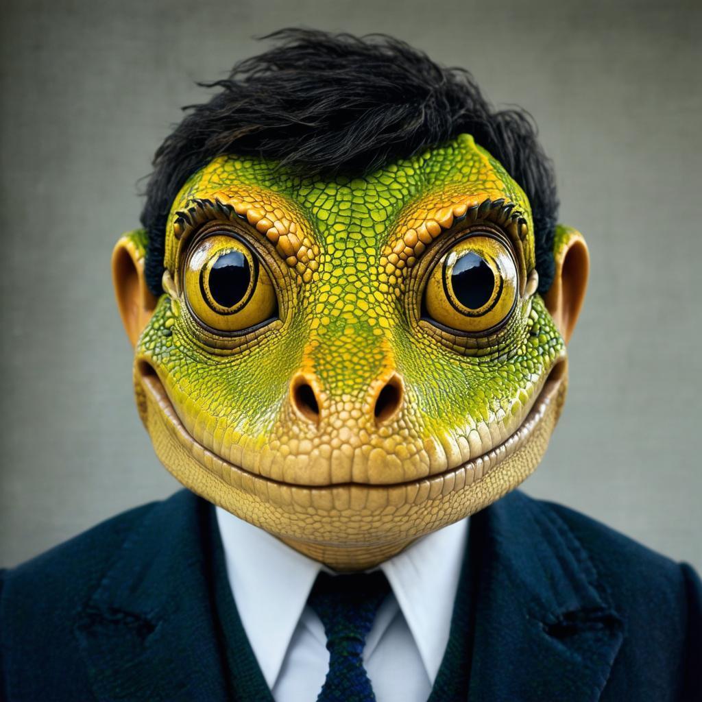 Rowan Atkinson With Bulging Reptile Eyes