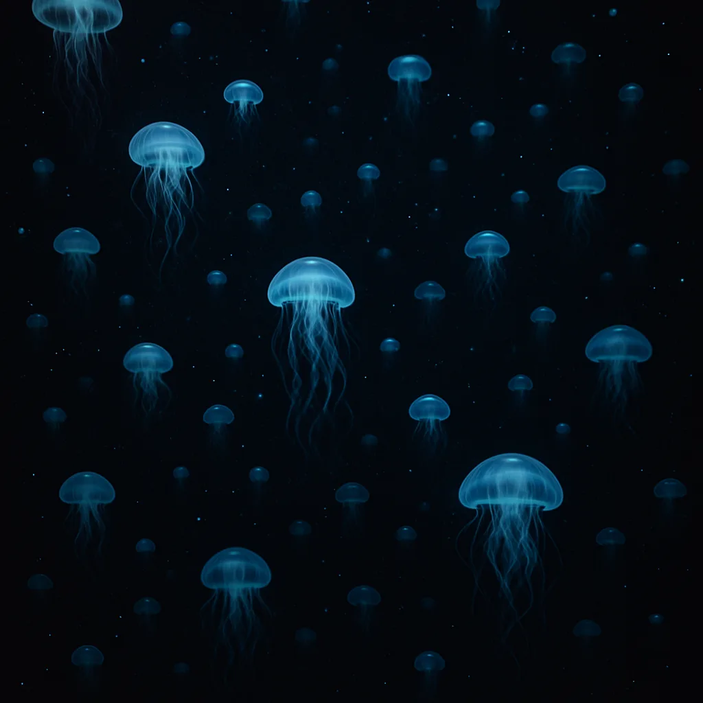 Myriad Bioluminescent Jellyfish Drift Like Distant Stars