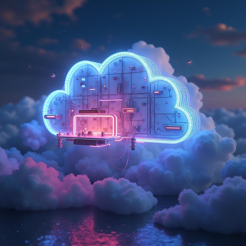 Neon Microservice Keynote in a Futuristic Cloud