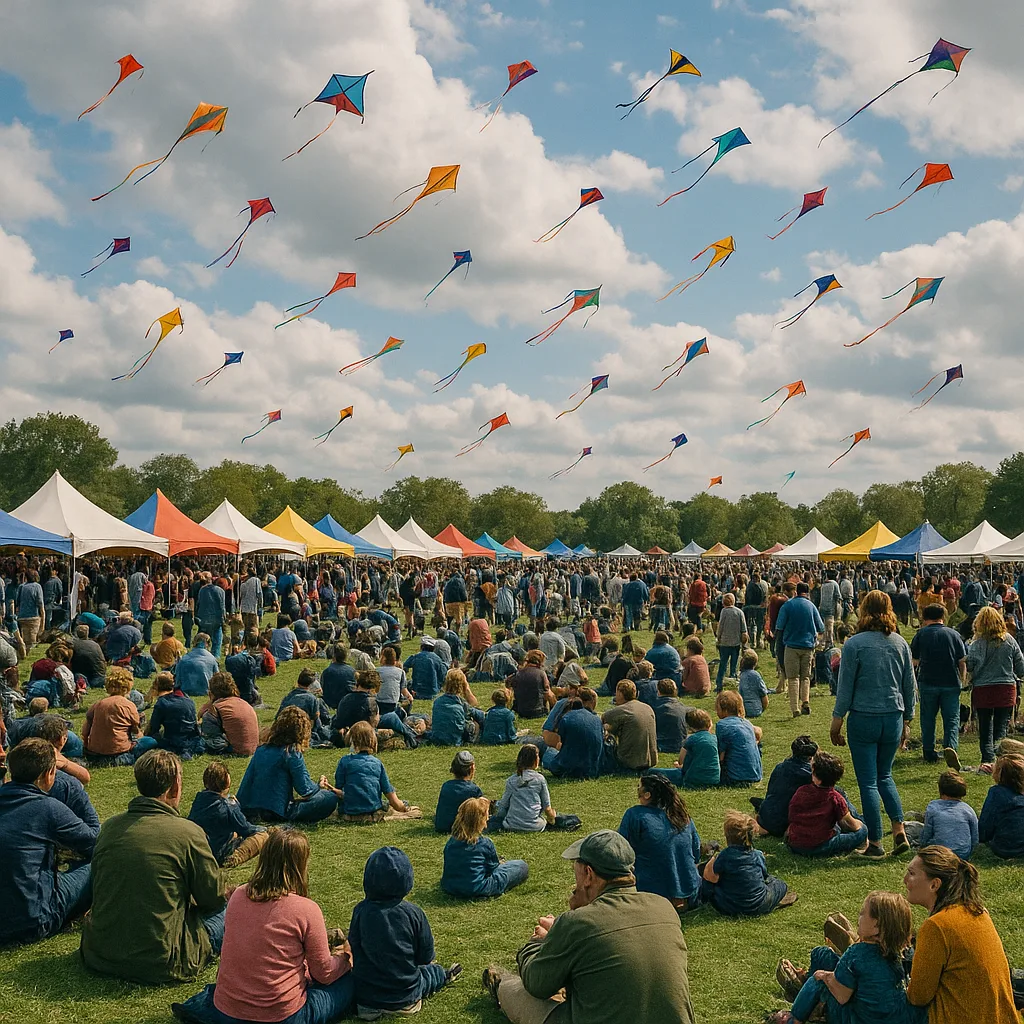 Crowded Outdoor Festival with Tents