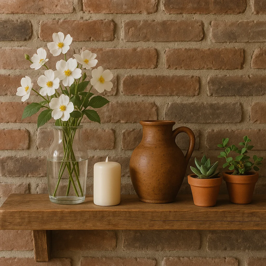 Shelf with a Vase of White Flowers