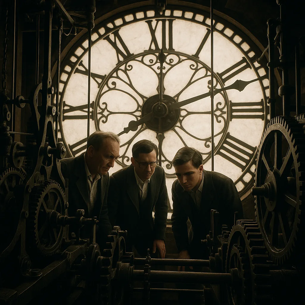 Interior View of a Large Clock Mechanism