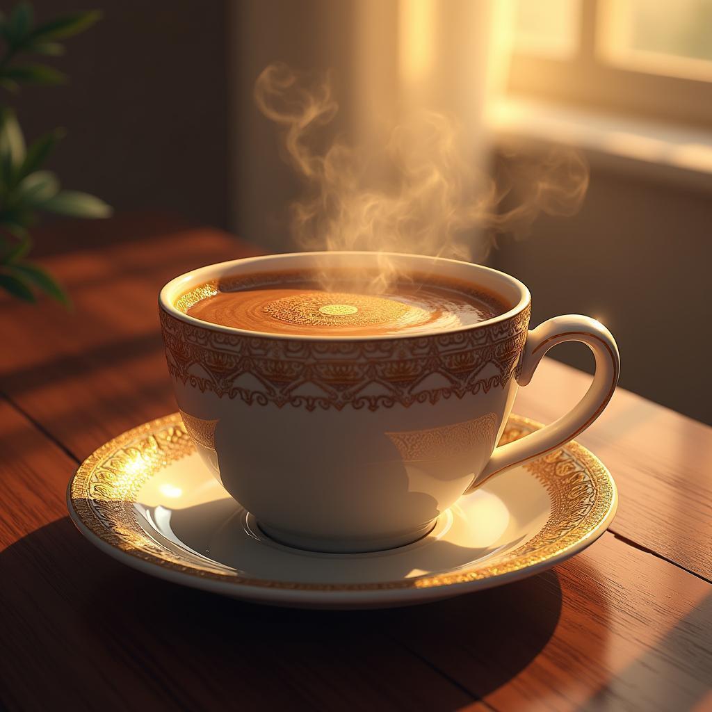 Ornate Morning Coffee in Fantasy Matte Painting