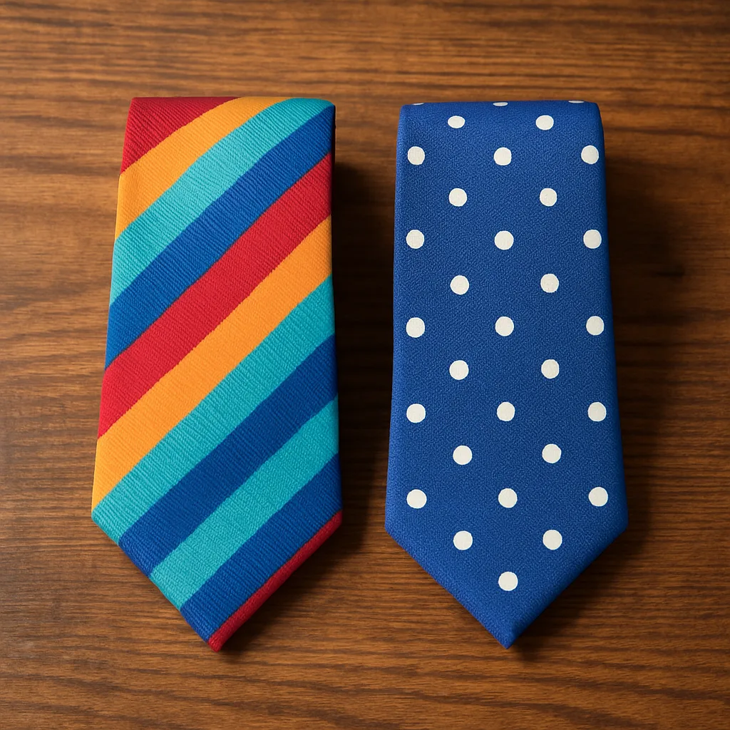 Two Vibrant Neckties Carefully Arranged Next