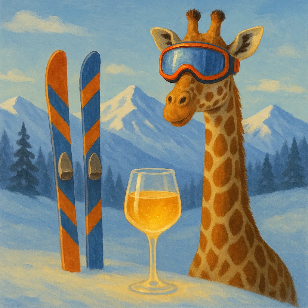 Giraffe Sporting Ski Goggles Stands Next
