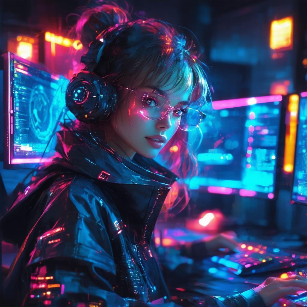 Cyberpunk Linux Assistant Aglow in Neon