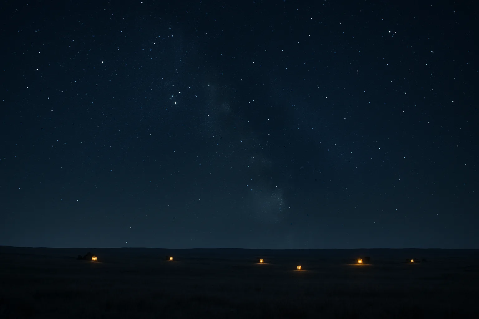 Scattered Handful of Distant Lights from Isolated Farmhouses Twinkle