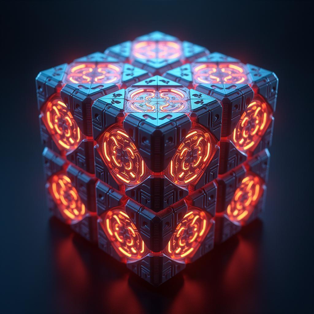 Sci Fi Puzzle Cube Product Render Poster