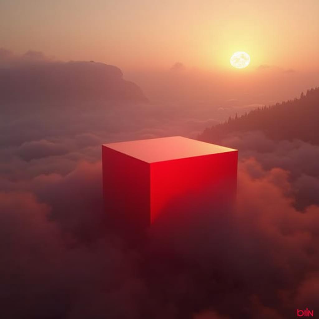 Vivid Red Box in Ethereal Matte Landscape