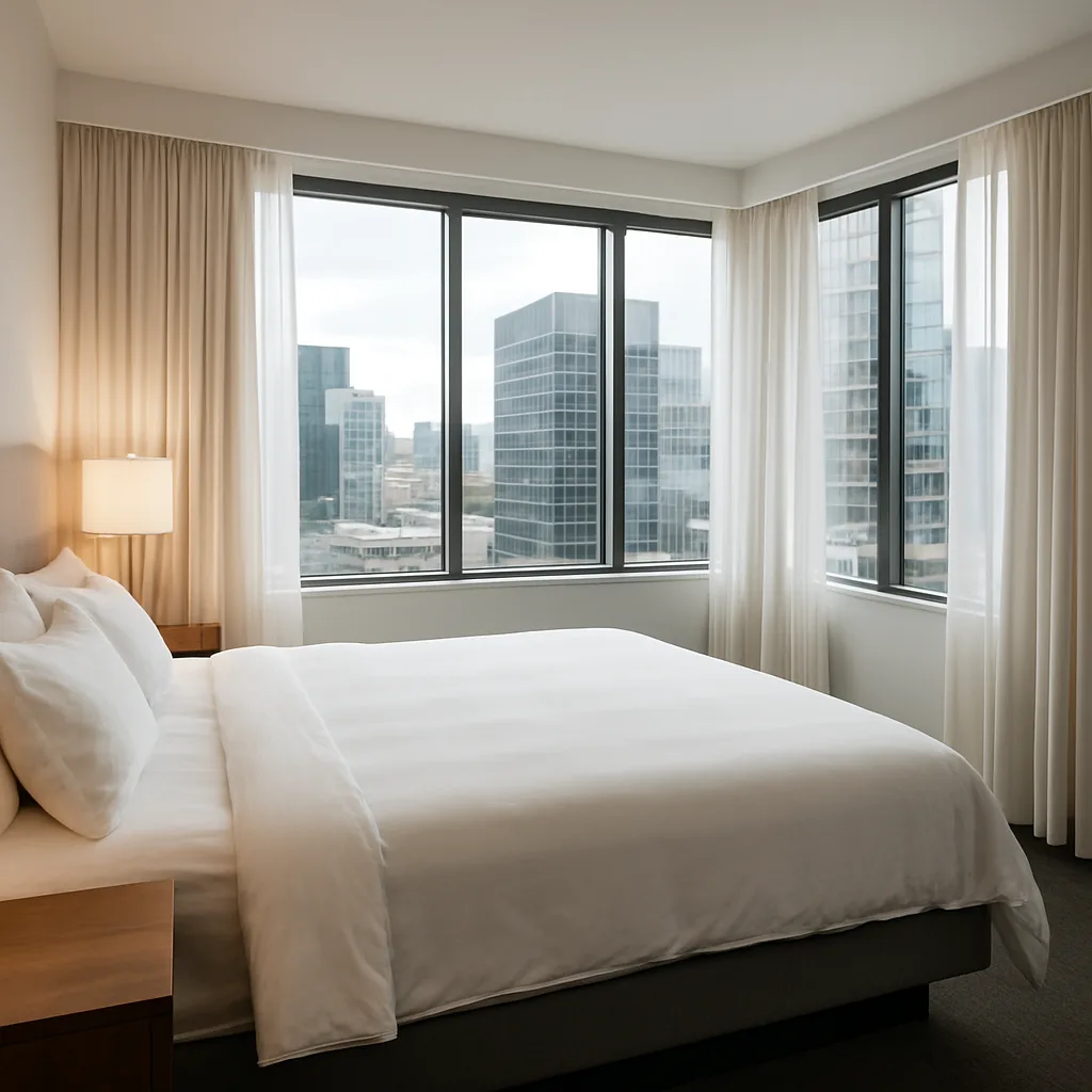Modern Hotel Room with a Neatly Made