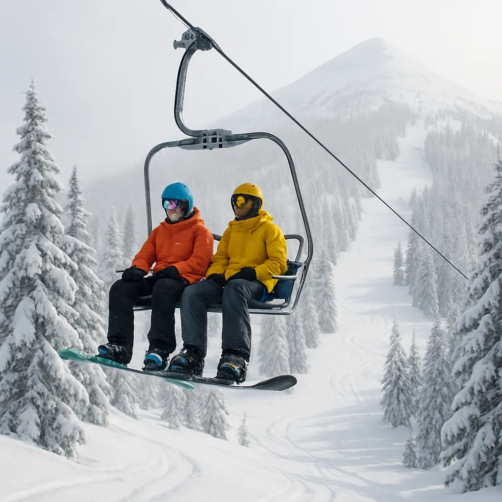 Two Snowboarders Wearing Colorful Winter Jackets