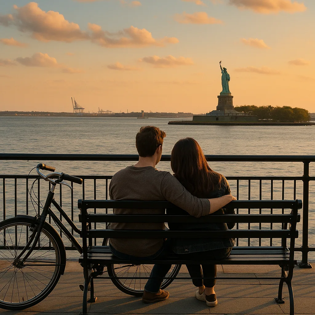 Couple Sits on a Bench