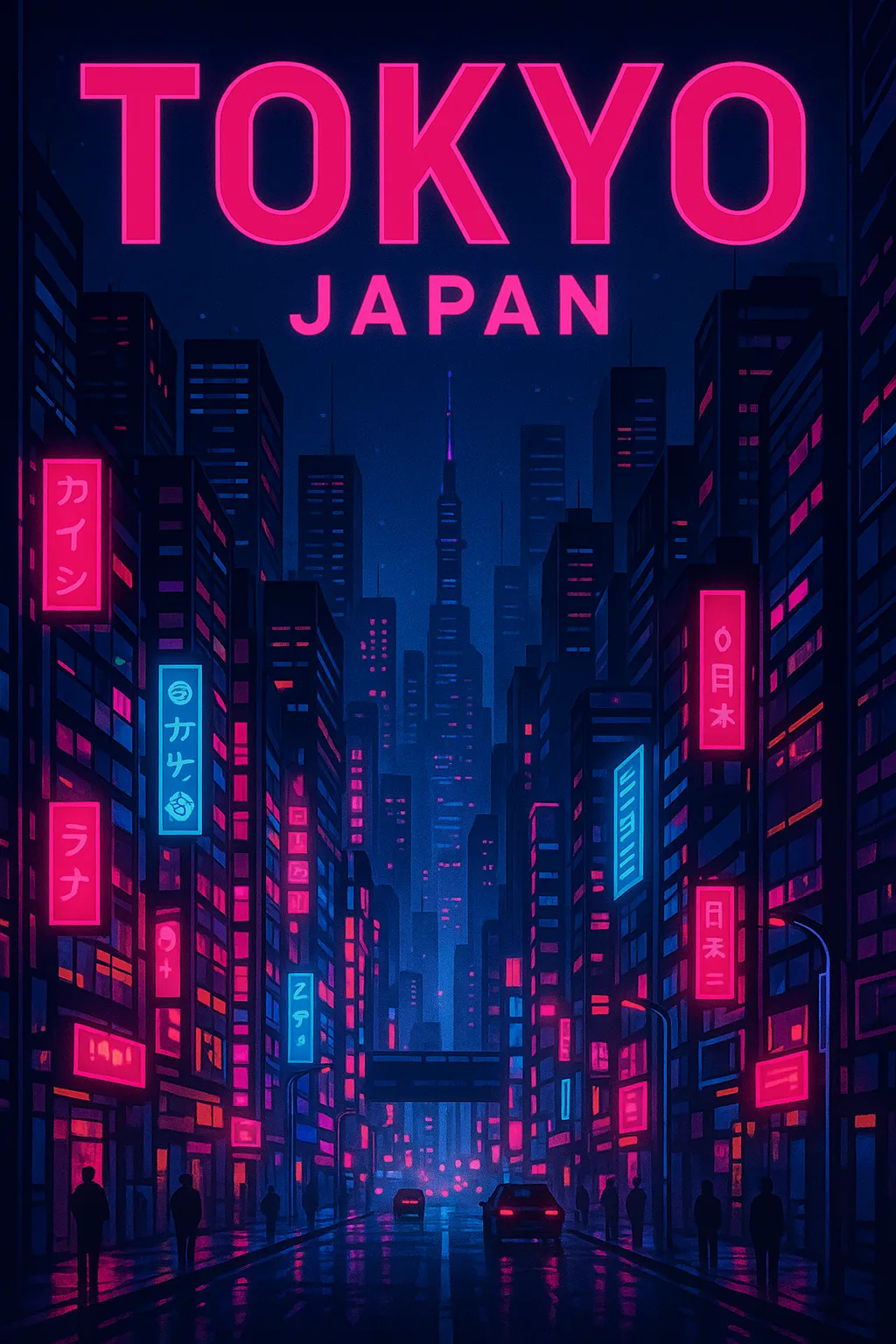 Showcasing a Futuristic Neon Cityscape of Tokyo