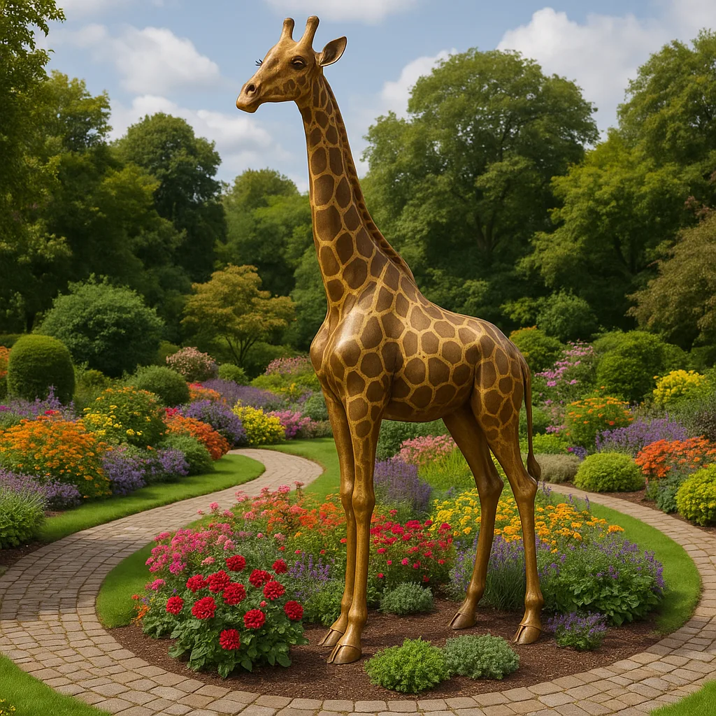 Life-sized Sculpture of a Giraffe Stands Elegantly