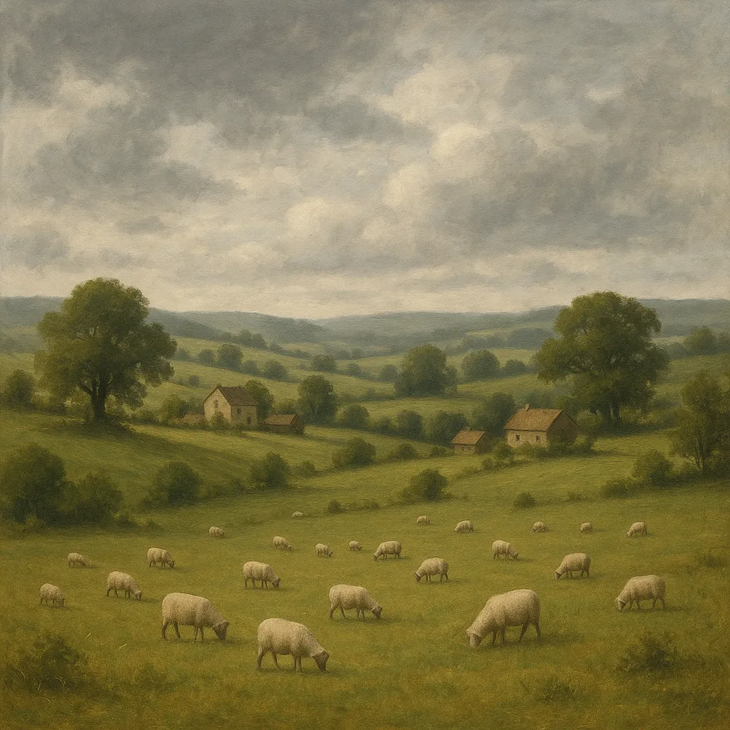 Serene Rural Landscape with Rolling Hills