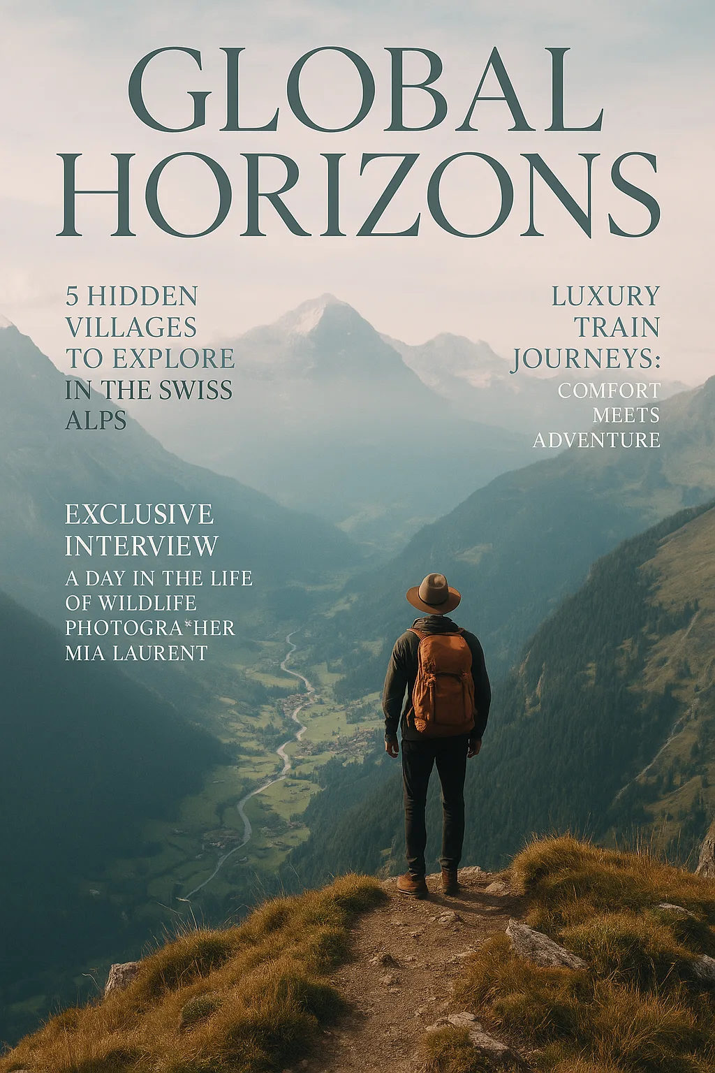 Sophisticated and Visually Captivating Magazine Cover for a Travel Publication