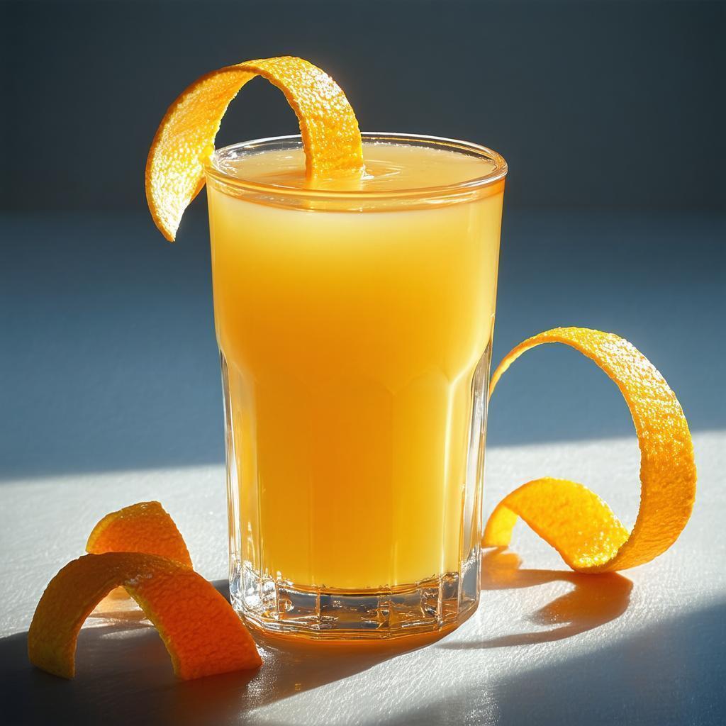 3D Orange Juice With a Curling Peel