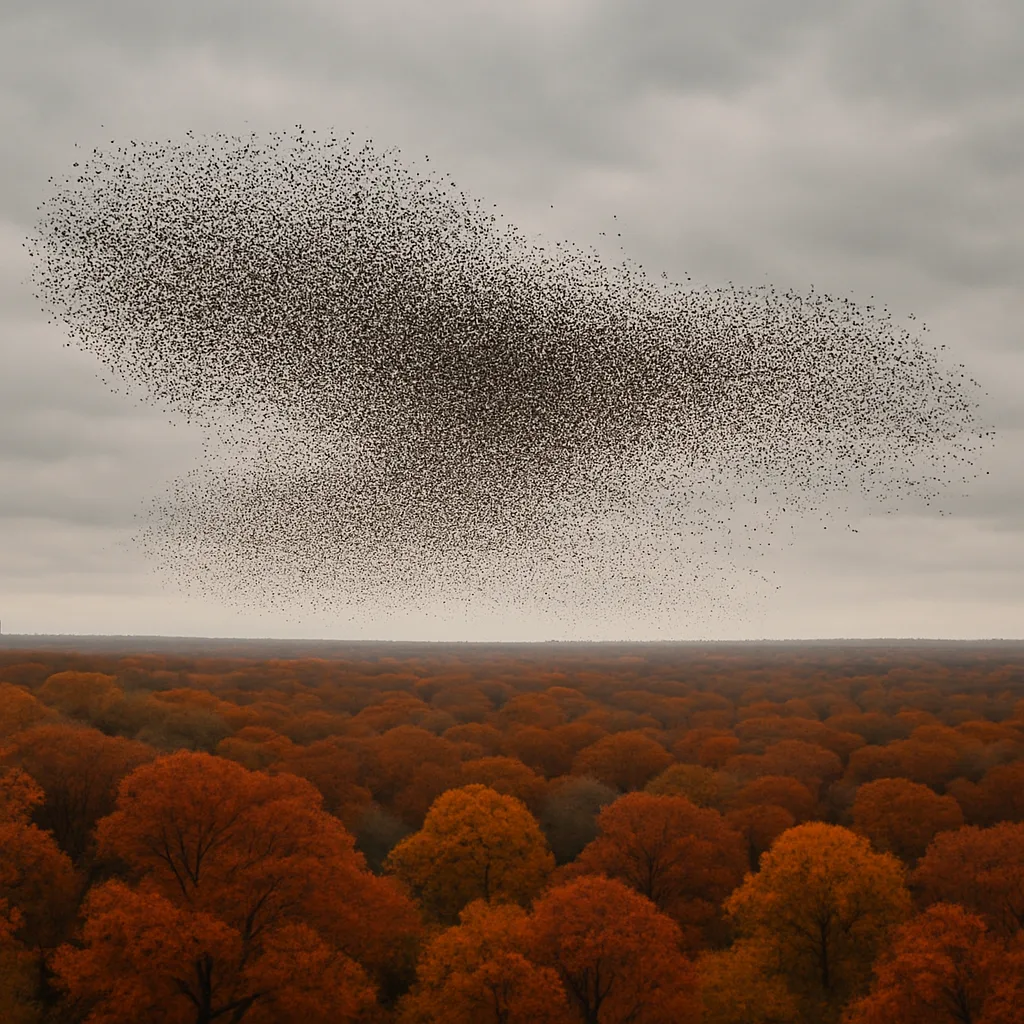 Vast Flock of Thousands of Tiny Birds Wheels