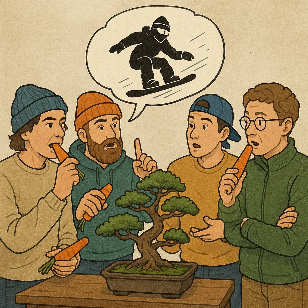 Gathering of Men Surrounds a Bonsai Tree