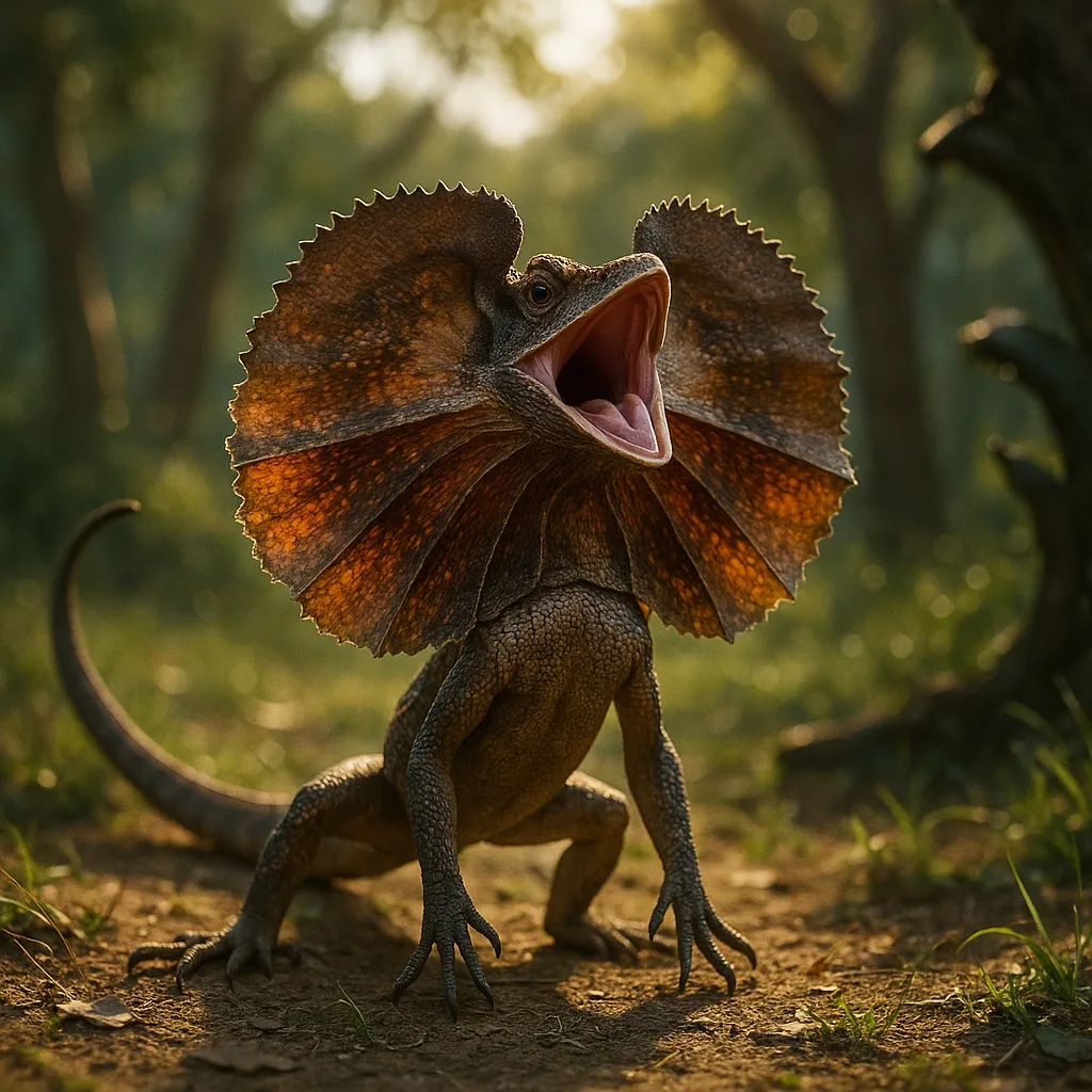 Frilled-neck Lizard Rises Confidently
