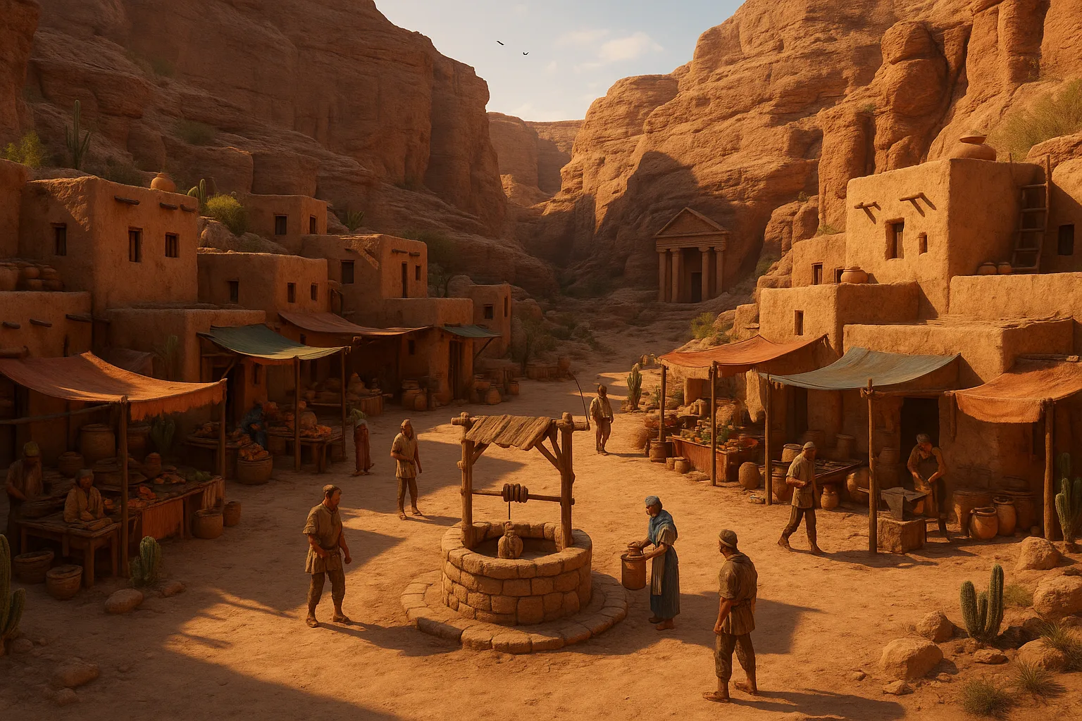 Ultra-realistic 3D Scene of a Desert Village